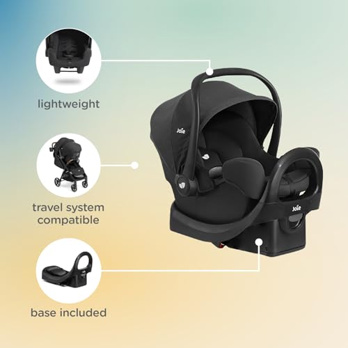 Joie Baby, Rue Lightweight Infant Car Seat & Anti-Rebound Base, Side-Impact Protection, 5-Point Harness, and UPF 50+ Canopy for Newborns and Infants (Dove)