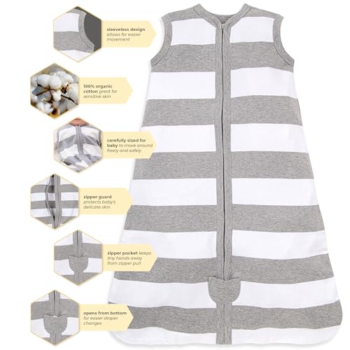 Burt's Bees Baby Beekeeper Wearable Blanket Winter, Organic Cotton Swaddle 0.5 or 1.5 TOG, Baby Infant Wearable Blanket & Essentials Shower Gift
