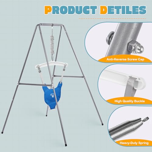 Baby Jumper with Stand, Baby Jumpers and Bouncers, Baby Exerciser Suitable for 6-24 Months, Easy to Assemble & Store Jumper for Baby (Blue)
