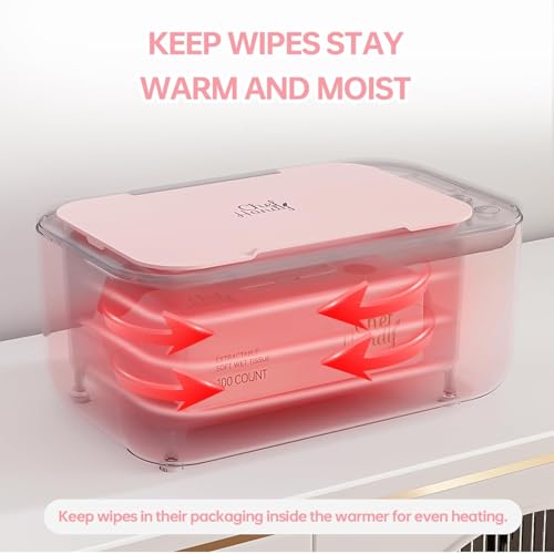 Chefhandy Baby Wipe Warmer, Surround Heating System, 3-Level Temperature Control, Large Capacity Wipes Dispenser, Evenly Warmed Wipes, Diaper Wipe Warmer for Newborns & Adults, Pink