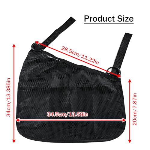 2PCS Universal Side Sling Stroller Cargo Net,Portable Storage Mesh Bag,Stroller Storage Organizer Bag,Non-Slip and Adjustable Straps Side Sling Mesh Organizer(Black)