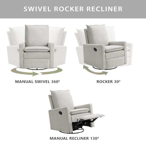 Oxford Baby Uptown Upholstered Glider Recliner Rocking Chair 360° Swivel for Nursery and Living Room - Sand