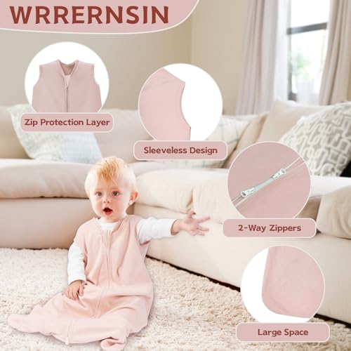 Wrrernsin Baby Sleep Sack 0-6 Months,100% Cotton TOG 0.5 Wearable Blanket for Newborn and Infant, 3 Pack 2-Way Zipper Lightweight Sleeping Bags for Toddler