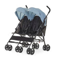 Dream On Me Twin Venture Umbrella Stroller in Light Blue, Multi Backrest Positions, Adjustable & Removable Canopy Double Stroller, 360°Swivel Wheels with Locks