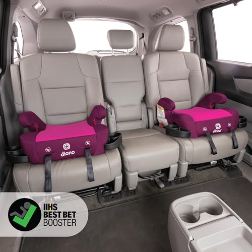 Diono Solana 2 XL 2022, Dual Latch Connectors, Lightweight Backless Belt-Positioning Booster Car Seat, 8 Years 1 Booster Seat, Pink