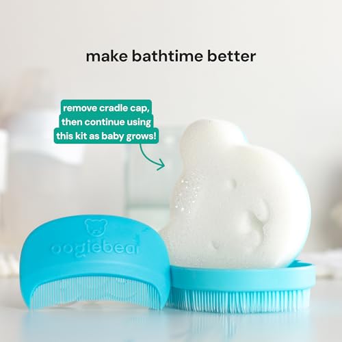 oogiebear Cradle Cap Brush Kit for Babies – Gentle and Safe Scalp Massage Care with Sponge, Brush, and Comb for Newborns and Babies