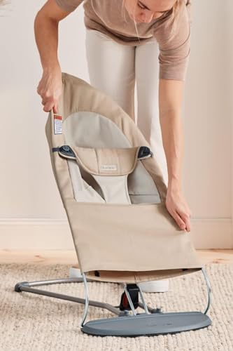 BabyBjörn Bouncer Balance Soft, Khaki/Beige, Woven | 2-in-1 Adjustable Baby Bouncer Seat and Toddler Chair, Newborn to Toddler (8-29 lbs), 4 Positions, Lightweight & Portable