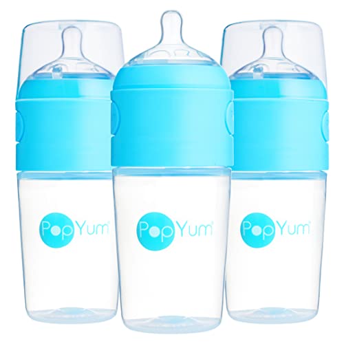 PopYum 9 oz Blue Anti-Colic Formula Making Baby Bottles, 3-Pack