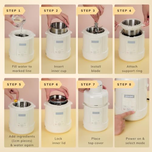Colenza Stainless Steel Baby Food Maker Steamer And Blender With Strainer & 2 Jars, One Step Mini Food Processor, Small Blender Mill, Auto Cooking For Homemade Baby Puree