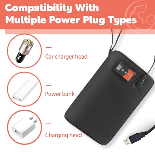 USB Baby Wipe Warmer, Portable Car Wipes Heater Warmer with 30°C to 60°C Adjustable Heating Temperature, Up to 80Pcs Wipes Capacity, for Home, Travel, Camping