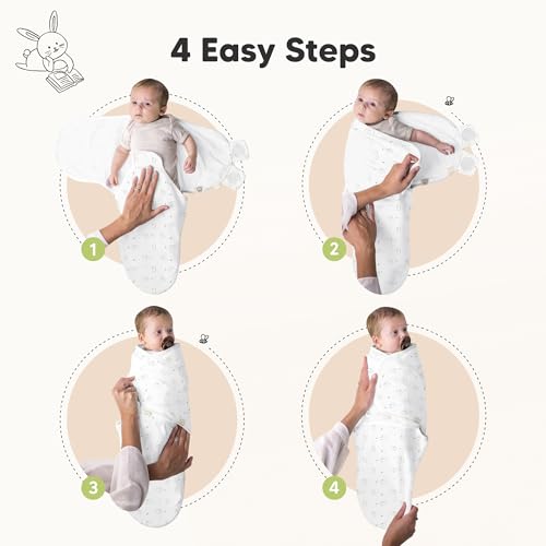 KeaBabies 3-Pack Organic Baby Swaddles for Newborns, Infant (Bunnies, 0-3M)