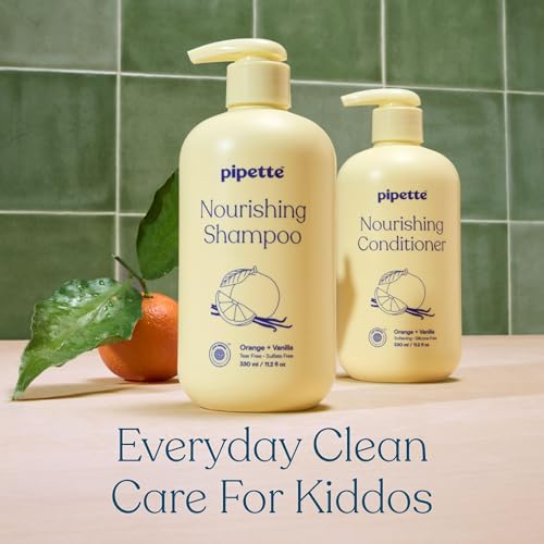 Pipette Leave-In Hair Detangler Spray for Kids, 4.4 Fl Oz, Silicone-free Detangling Spray with Squalane to Moisturize All Hair Types, Toddler and Kids Hair Products, Orange and Vanilla Scent