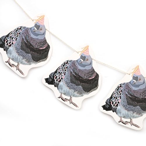 Pigeon Party Banner - Woodland Birthday Party Decorations, Woodland Animals Baby Shower Supplies, Pigeon Theme Garland Cake Smash Photo Props, Funny Pigeon Banner for Baby