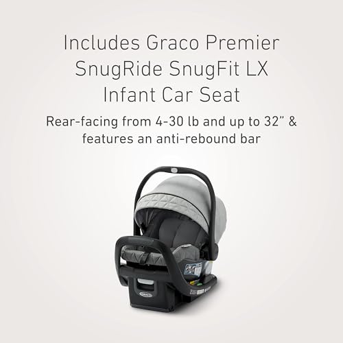 Graco Premier Modes Nest Travel System, 3-in1 Modular Carseat Stroller Combo, Pramette, Toddler Stroller, Includes Premier SnugRide SnugFit 35 LX Infant Car Seat, Midtown