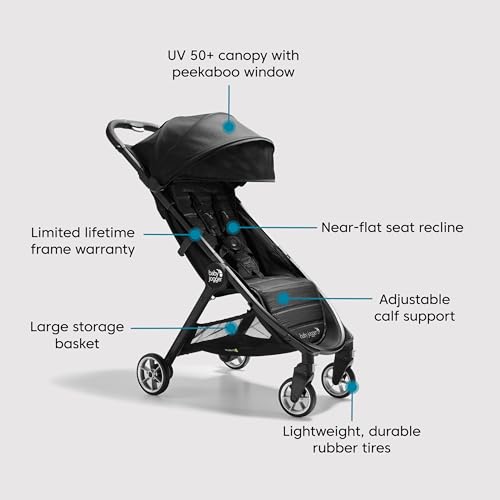 Baby Jogger® City Tour 2 Carry-On Approved Travel Stroller, Ultra-Compact Baby Stroller, Lightweight, Easy Fold, Baby Travel Essential, Pitch Black