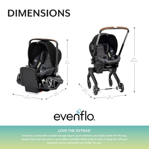 Evenflo Shyft DualRide Infant Car Seat Stroller Combo with Carryall Storage (Boone Gray)