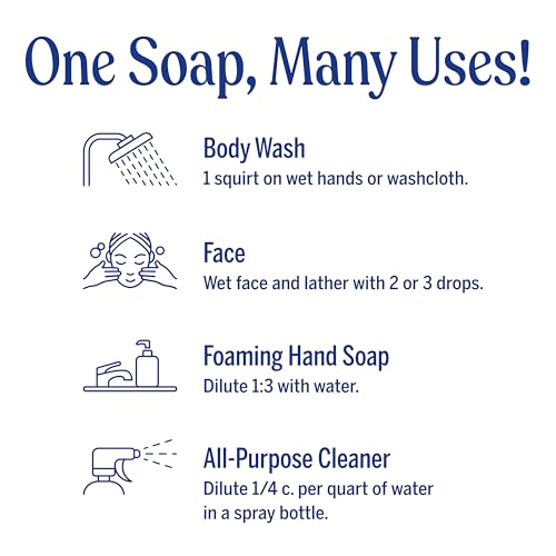 Dr. Bronner's Pure-Castile Magic Soap Liquid (Baby Unscented, 32 Ounce) – Made with Regenerative Organic Certified Oils – For Sensitive Skin, Babies, Face, Hair, Laundry, Dishes, Hand Soap & Body Wash