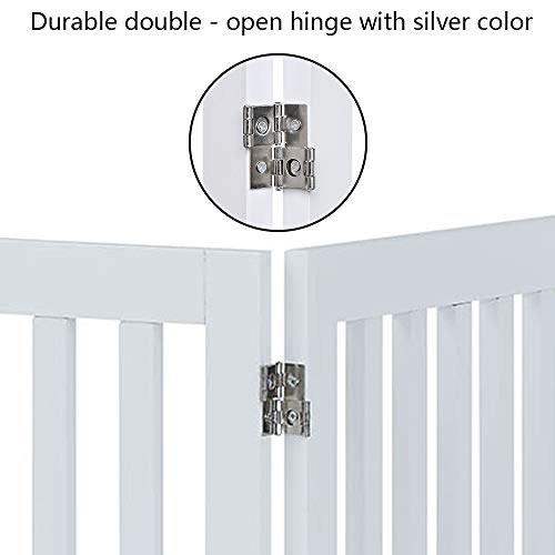 unipaws 36”H Free Standing Pet Gate for Dog Cat, Tall Wooden Gates for Doorway, Stairs, Foldable Pet Fence for The House, Expandable Dog Barrier, Indoor Use, White