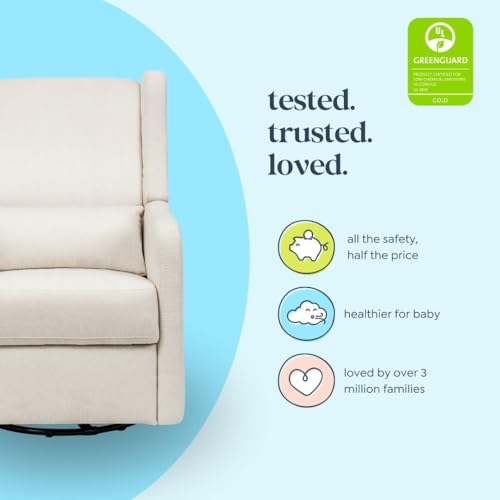 Carter’s Arlo Glider Recliner Nursery Chair - Water & Stain Resistant Glider Rocking Chair for Nursery - GREENGUARD Gold, FSC & Certi-PUR US Certified - Cozy Cream Swivel Rocker Recliner Chair