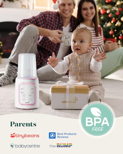 Grownsy Bottle Warmer, Fast Baby Bottle Warmer for All Bottles, Milk Warmer for Breastmilk or Formula, Smart Temperature Control and Automatic Shut-Off- Pink