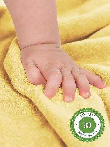 HIPHOP PANDA Baby Washcloths, Rayon Made from Bamboo - 2 Layer Ultra Soft Absorbent Newborn Bath Face Towel - Reusable Baby Wipes for Delicate Skin - Yellow, 6 Pack
