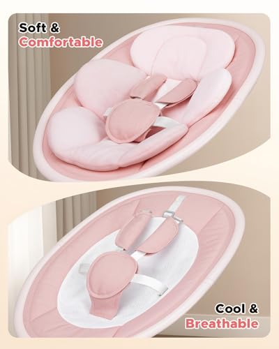 Baby Swing for Infants, Infant Swing with 5 Swing Speed, Built-in Soothe Melodies, 5-Point Harness, Electric Infant Swing with Bluetooth for Indoor & Outdoor Use (Pink)