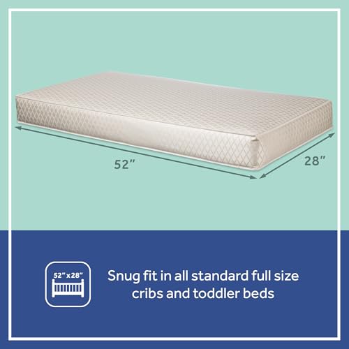 SEALY BABY 2 Stage Infant Crib Mattress Plus Toddler Bed Fit, Breathable, Resistant to Stain Cover, Dual Firmness & Lightweight, Posturepedic Grow