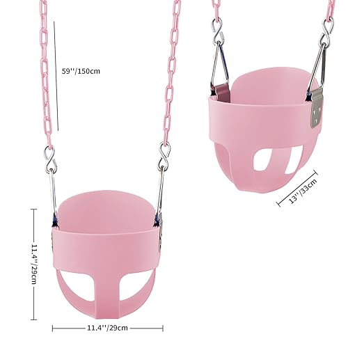 KINSPORY Toddler Swing, Full Bucket Baby Swing Seat & Iron Chains (Pink)