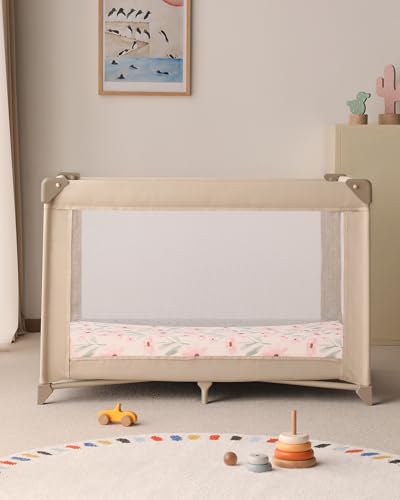Yoofoss Pack and Play Sheets Girl 2 Pack, 38x26 Mini Crib Sheets Fitted for Baby Compatible with Graco Pack n Play Mattress,Ultra Soft Breathable Microfiber Pink Floral