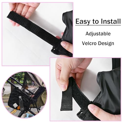 2PCS Universal Side Sling Stroller Cargo Net,Portable Storage Mesh Bag,Stroller Storage Organizer Bag,Non-Slip and Adjustable Straps Side Sling Mesh Organizer(Black)