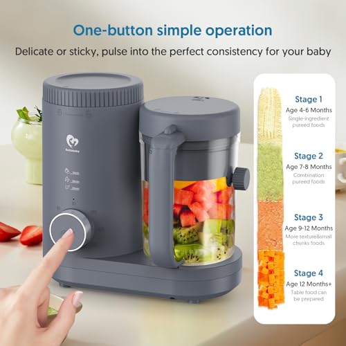 Baby Puree Maker, Steam & Blend 2-in-1, Reversible Steam Basket, One Button Use & Easy to Clean