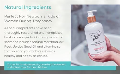 Pampered Bee - Shampoo & Body Wash (Tropical Fusion), 2-in-1 Natural Formula for Newborns, Toddlers and Kids, 12 oz