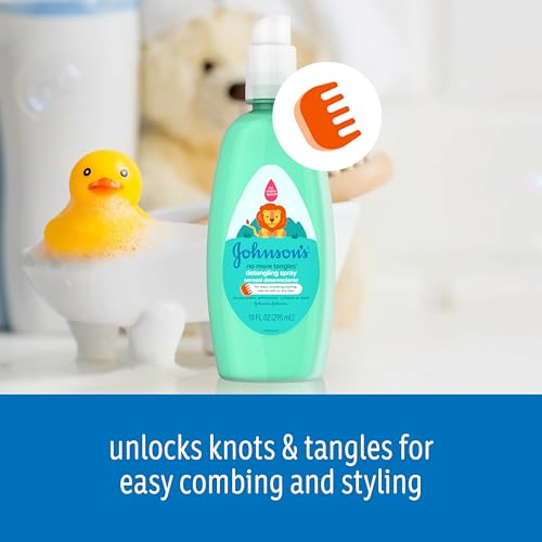 Johnson's No More Tangles Toddler & Kids Detangling Spray to Unlock Knots in Hair, Hypoallergenic & Paraben-Free, No More Tears Tear-Free Formula For Wet or Dry Hair, 10 fl. oz