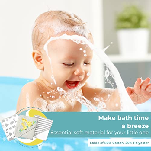 Spasilk 23-Piece Soft Terry Hooded Bath Towel and Washcloth Gift Set, 3 Baby Towels and 20 Baby Washcloths for Unisex Newborn Bath Essentials, Ideal, Gray Giraffe Safari