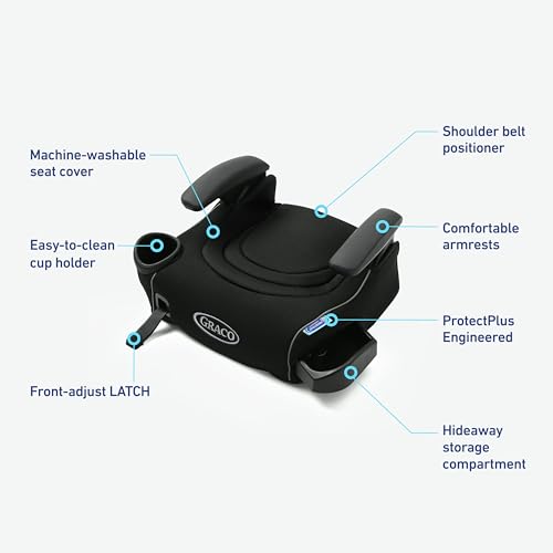Graco® TurboBooster® LX Backless Booster with Affix Latch | Backless Booster Seat for Big Kids Transitioning to Vehicle Seat Belt (Rio)