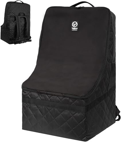 V VOLKGO Extra Padded Car Seat Travel Bag for Airplane, Heavy Duty Car Seat Bags for Air Travel Large Durable Carseat Carrier Bag, Airport Gate Check Bag with Padded Shoulder Strap