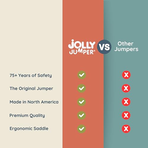 Jolly Jumper Classic (Black) with Stand - Original Baby Jumper, Indoor and Outdoor Exercise Saddle Seat, Adjustable Height, for Infants up to 28lbs