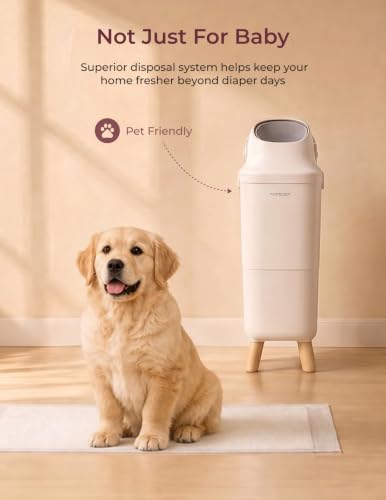 Momcozy Diaper Pail with Patented Triple-Seal Odor Control, Wide Opening, Ergonomic Height, Large Capacity with Viewing Window, Childproof Lock, Fits Standard Trash Bags