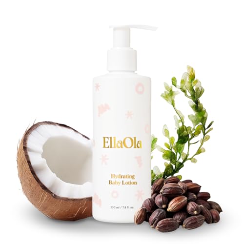 ELLAOLA Soothing Baby Lotion for Dry, Eczema Prone & Sensitive Skin with Jojoba Oil + Squalane - Moisturizing, Nourishing Lotion for Newborns, Babies & Kids, Fragrance Free | 7.8 fl. oz.