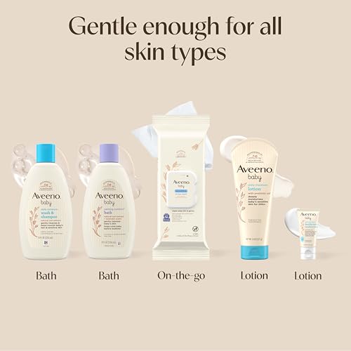 Aveeno Baby Welcome Little One Gift Set, Baby Essentials Set with Daily Moisture Wash and Shampoo, Calming Comfort Bath, Sensitive All Over Wipes, Body Lotion, & Healthy Start Balm, 5 Items