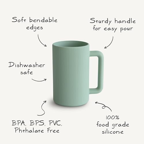 mushie Baby Bath Rinse Cup | 100% Food Grade Silicone | Shampoo & Body Washing Rinser Cup For Kids (Dried Thyme)