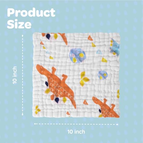 EMSAAG Muslin Baby Washcloths Pack of 7-Soft Sweat Cloths for Newborn,Absorbent Baby Bath and Face Towels,100% Cotton Baby Wipes,Burp Cloths,Feeding Towels for Babies and Infants,Mix Pattern-10 x 10’’