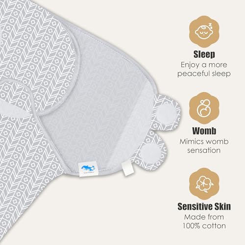 SWEET DOLPHIN 3-Pack Baby Swaddle Sleep Sacks - Newborn Swaddle Blanket with Soft Cotton - Ergonomic Wrap for Boys and Girls, 0-3 Months, Grey