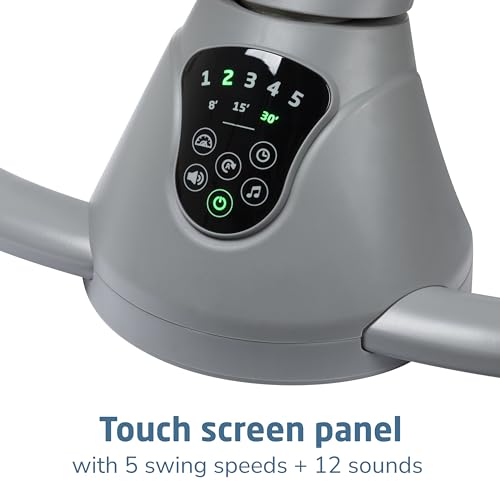 Maxi-Cosi Cassia Smart Baby Swing for Infants, Portable, Foldable Infant Swing with Music, 360 Rotation, 5 Speeds, 12 Melodies, EcoCare Fabric, Auto Motion Sensor, 2 Reclines, Classic Slate