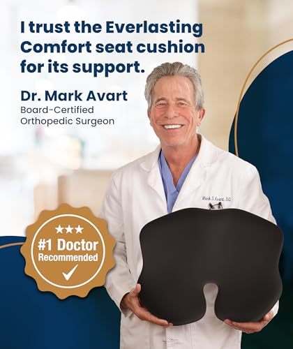 Everlasting Comfort Car Seat Cushion for Driving - Orthopedic Car Cushion for Office, Travel, Gaming Chair Memory Foam Driver Booster for Short People, Non-Slip, Washable Cover, Back & Sciatica Relief
