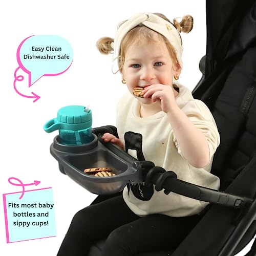 Swanoo Universal Stroller Snack Tray | Compatible With Nuna Mockingbird Bugaboo Uppababy | Stroller Bumper Bar Tray Attachment with Cup Holder | Baby Toddler Disneyland Essentials Stroller Accessories