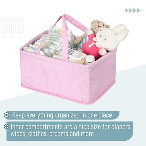 Mr. Pen Baby Diaper Caddy Organizer, Pink Quilted Fabric, Car Diaper Caddy