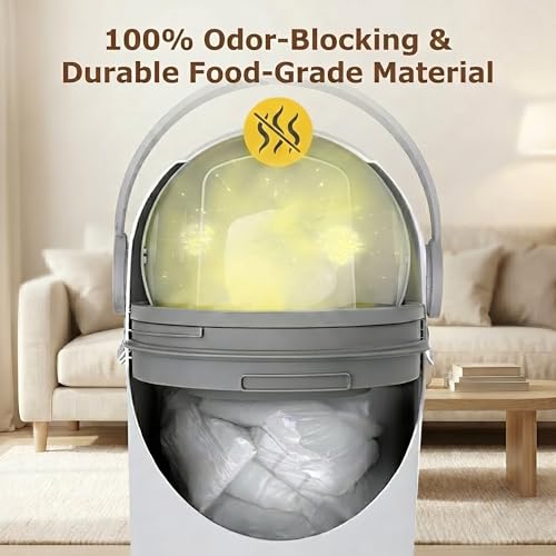 Fumweeb Diaper Pail with Airtight Lid, 15L Odor Control Diaper Trash Can, Odor-Locking Diaper Pails for Babies ＆ Pets,Holds 16 Diapers Baby-Safe Nursery Bin for Living Room, Bathroom,Pet Litter Box