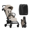Mompush Nexis Carbon Travel Stroller, Ultra-Lightweight 11.5 lbs, Compact & Airplane Carry-On Approved, One-Second Auto-Fold, One-Hand Full Recline, from Birth to 50 lbs, JPMA Certified, Khaki