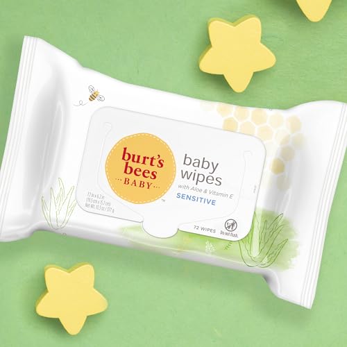 Burt’s Bees Baby Wipes, Unscented Natural for Sensitive Skin with Aloe and Vitamin E - 72 Baby Wipes – 10 Pack